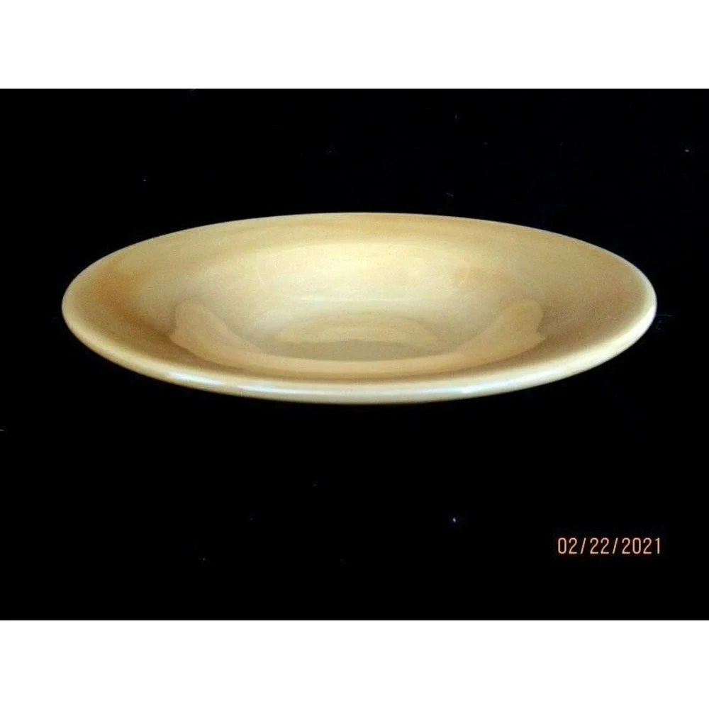 Pottery Barn Sausalito Amber Gold Rim Soup/Pasta Bowl Hand‎ Painted
